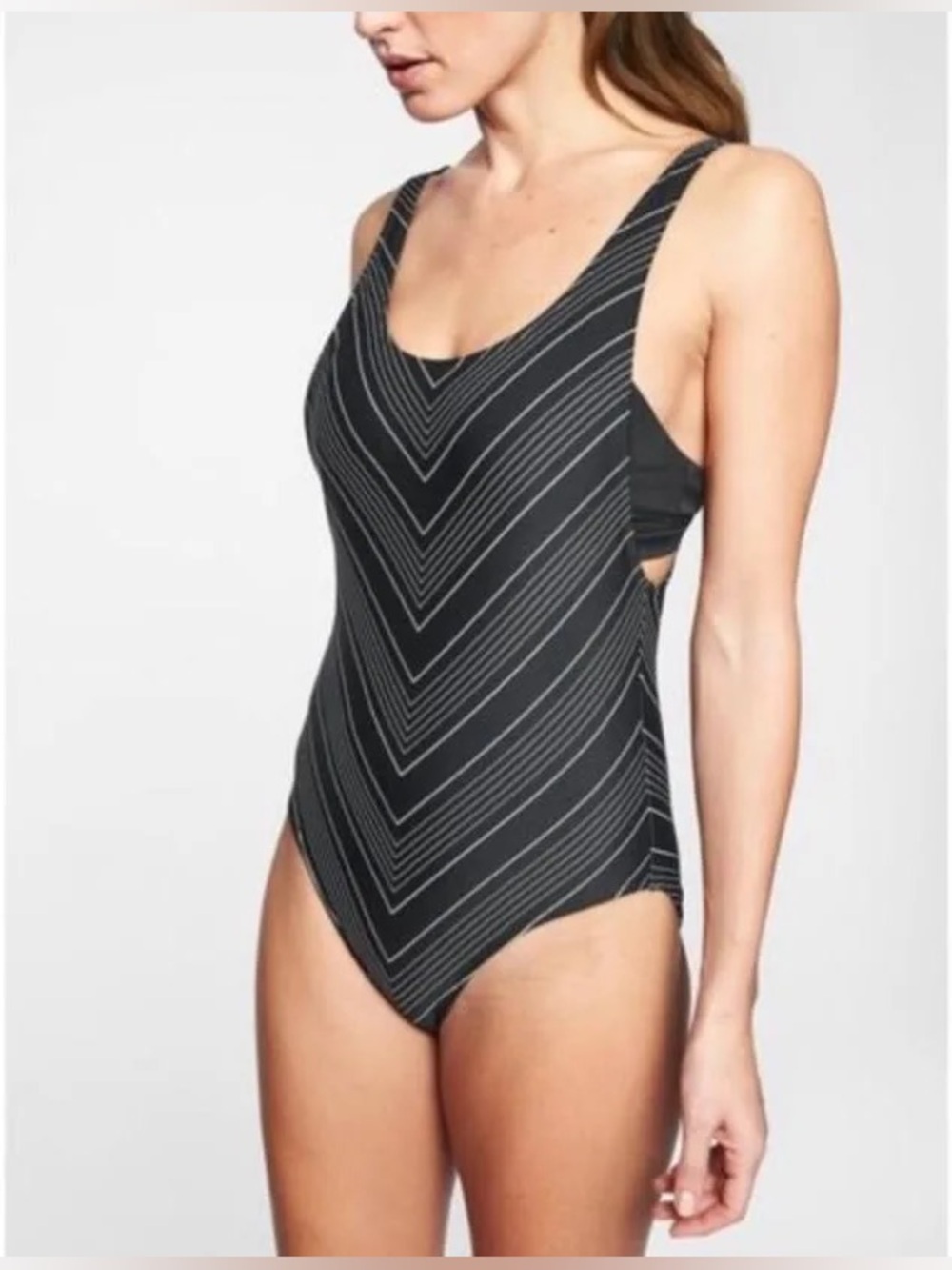 Athleta Chevron High Leg One Piece Swimsuit